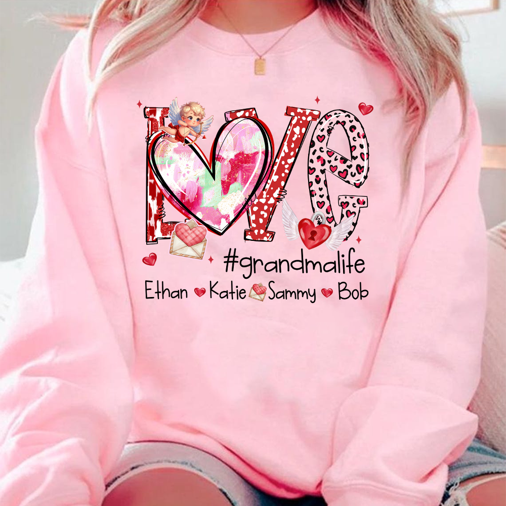 Personalized Love Grandma Life Sweatshirt, Custom Valentine Heart Design