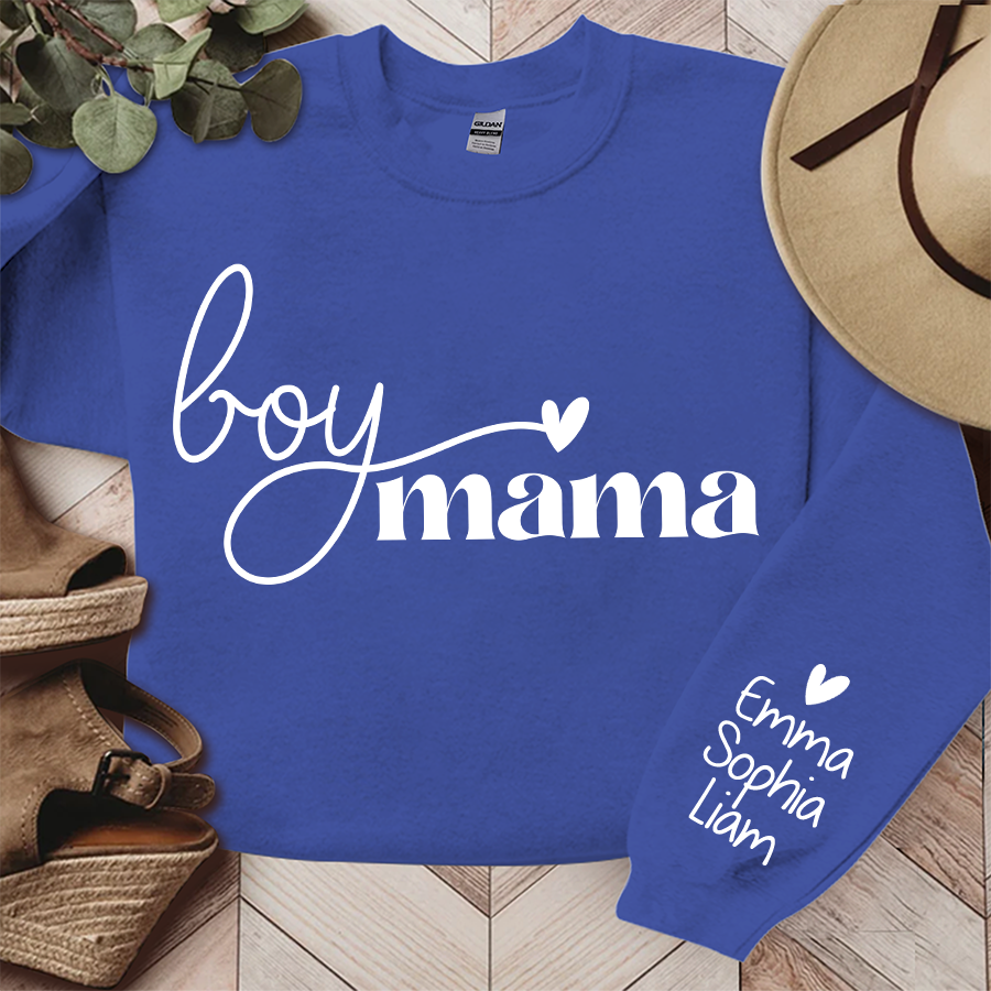 Boy Mama Sweatshirt, Custom Mama And Kids, Gift For Mom TH Sweatshirt