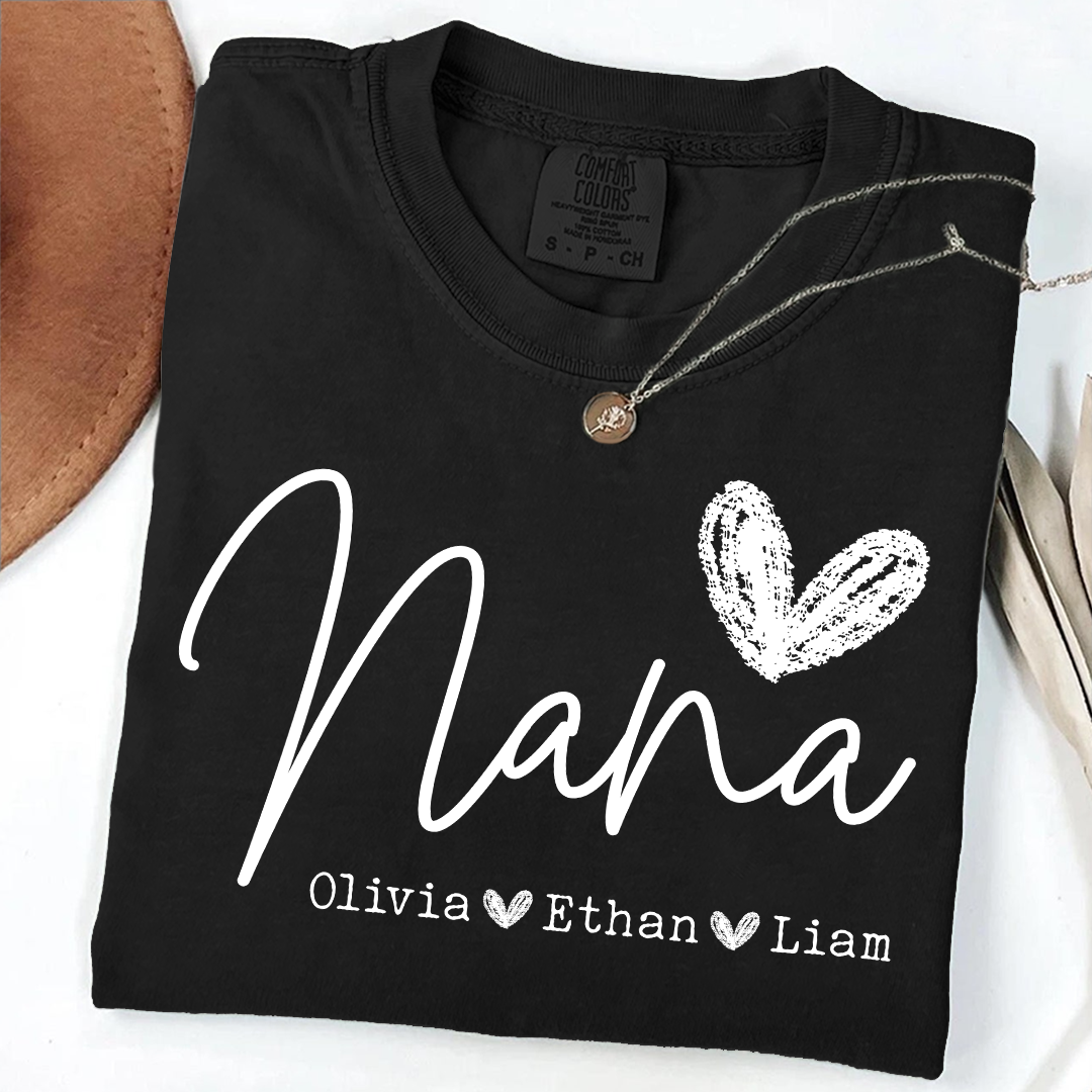 Comfort Colors Personalized Nana Shirt, Custom Grandma T Shirt with Grandkids Names, Unique Gift for Nana, Perfect for Mother's Day, Birthday