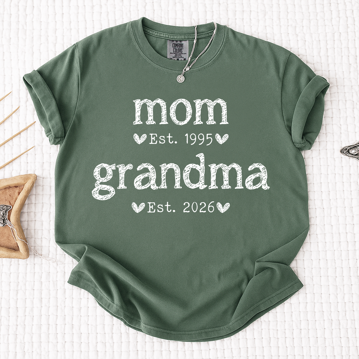 Comfort Colors Personalized Mom Est Grandma Est Shirt, Custom Family T Shirt, Idea Gift for Mother's Day, Birthday