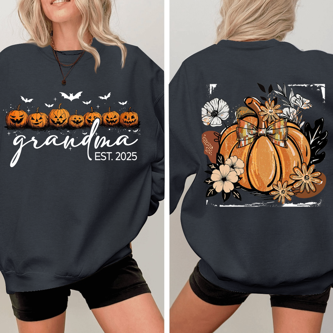 Vintage Autumn with Floral Fall Pumpkin, Custom Nicknames for Grandma and Kids