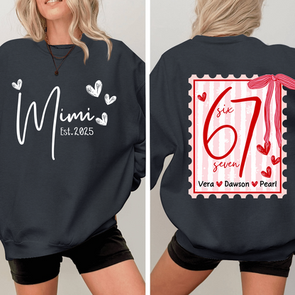 Personalized Mimi Est Sweatshirt, Custom Six Seven Back Print Gift