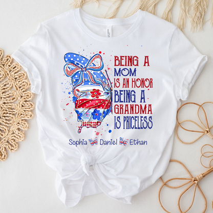 Custom Lovely Butterfly Bow Design With The American Flag, A Personalized Gift For Mom On Independence Day, July 4th