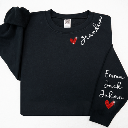 Valentine Glitter Heart Grandma And Kids LTP01