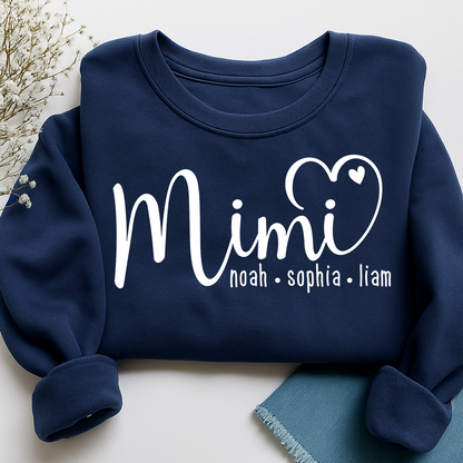 Personalized Mimi Sweatshirt, Custom Name Est. 2025 Grandma Holiday Gift