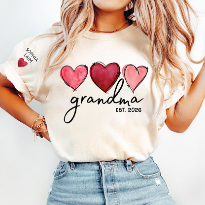 Custom Grandma Valentine T-shirt, Heart Valentine Gifts For Grandma And Kids