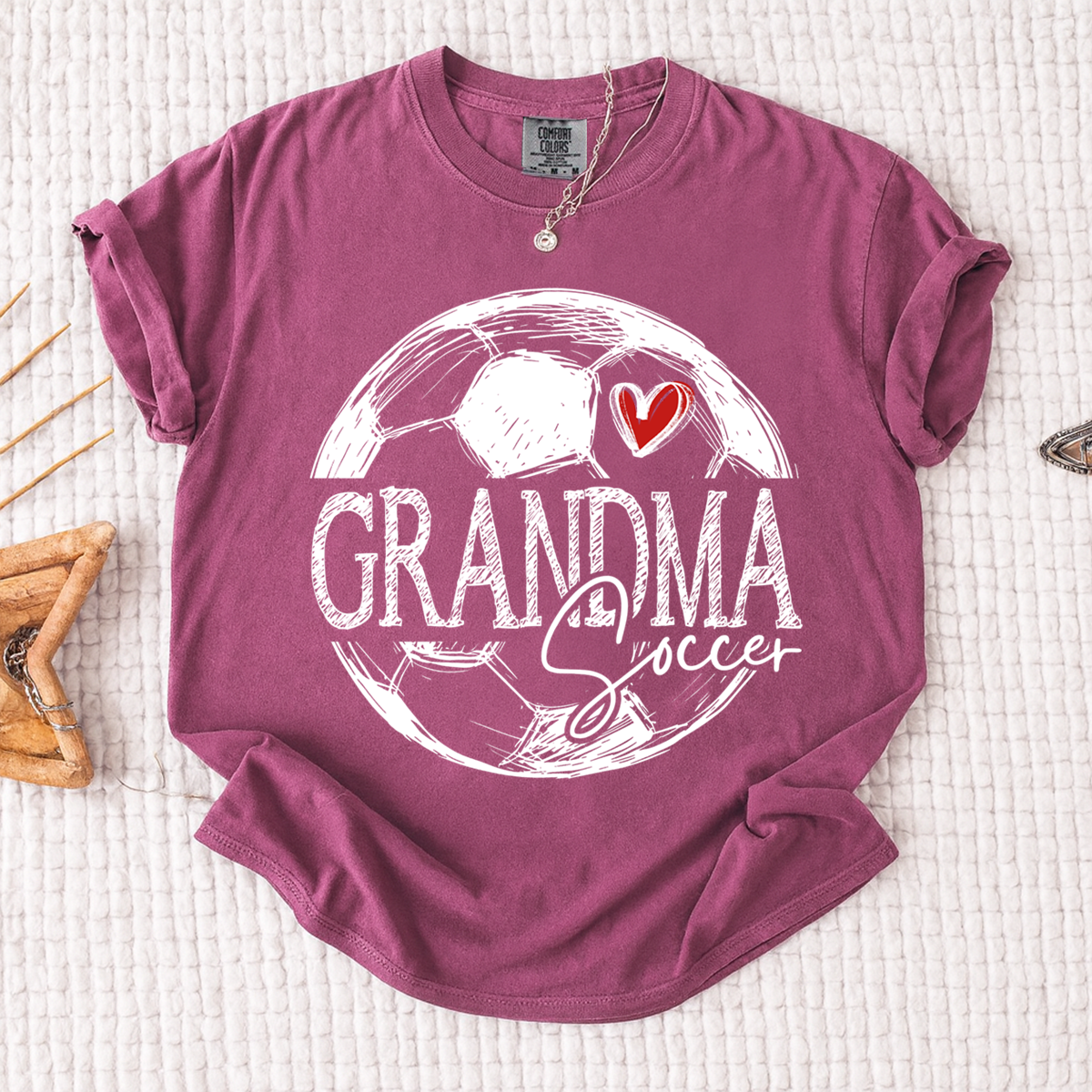 Comfort Colors® Custom Soccer Mimi Heart Shirt, For Gift Grandma Football Tee