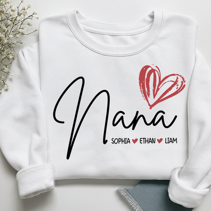 Personalized Nana Heart Sweatshirt Nana Heart, For Gift Grandma And Kids