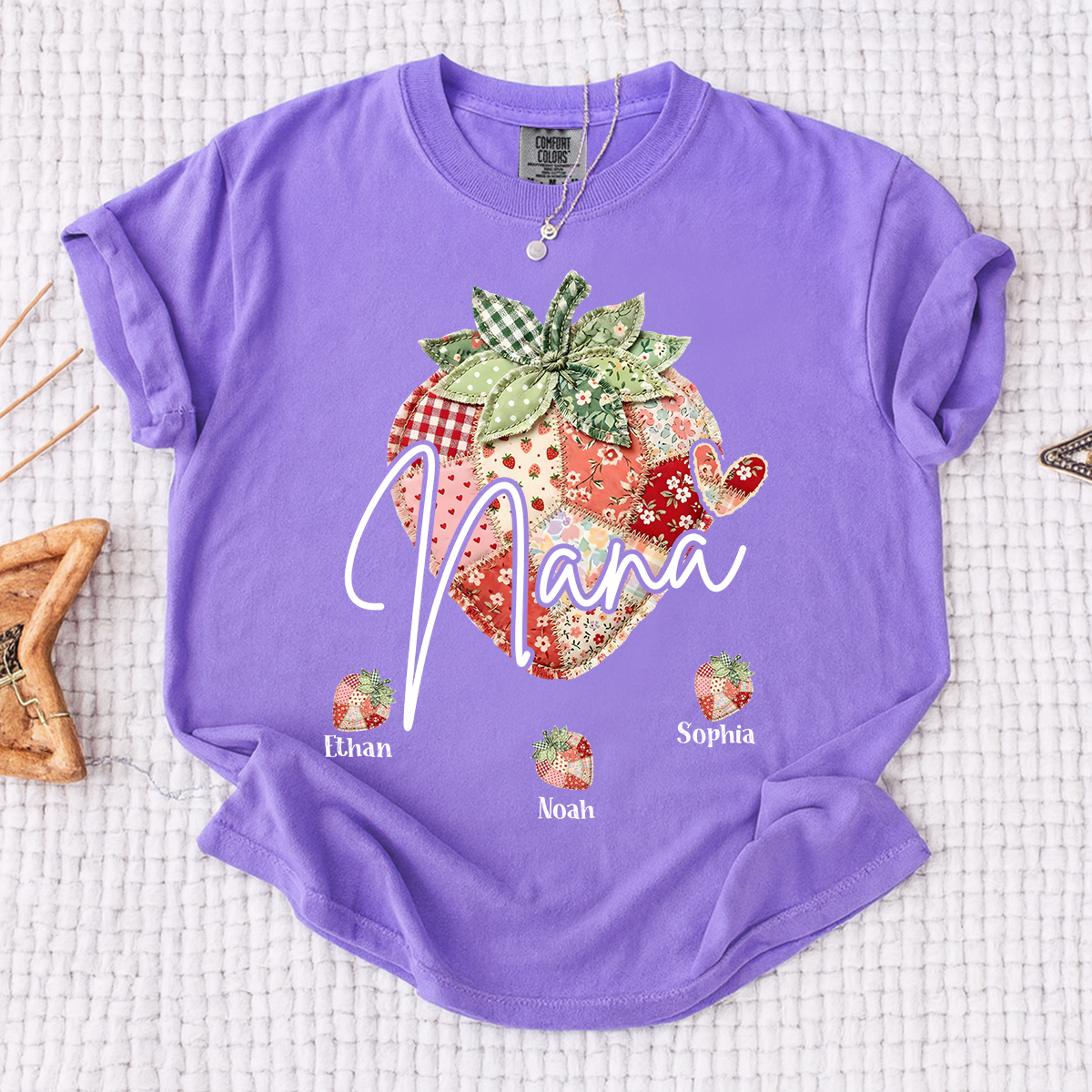 Comfort Colors® Nana Strawberry Graphic Tee, Fun and Sweet Personalized Grandma Shirt For Gift Nana And Kids