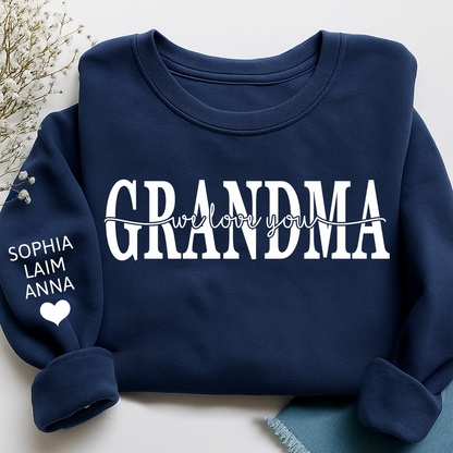 Grandma Sweatshirt Loved Beyond Measure, Personalized Grandma Crewneck with Grandkids Names, Minimal Family Style