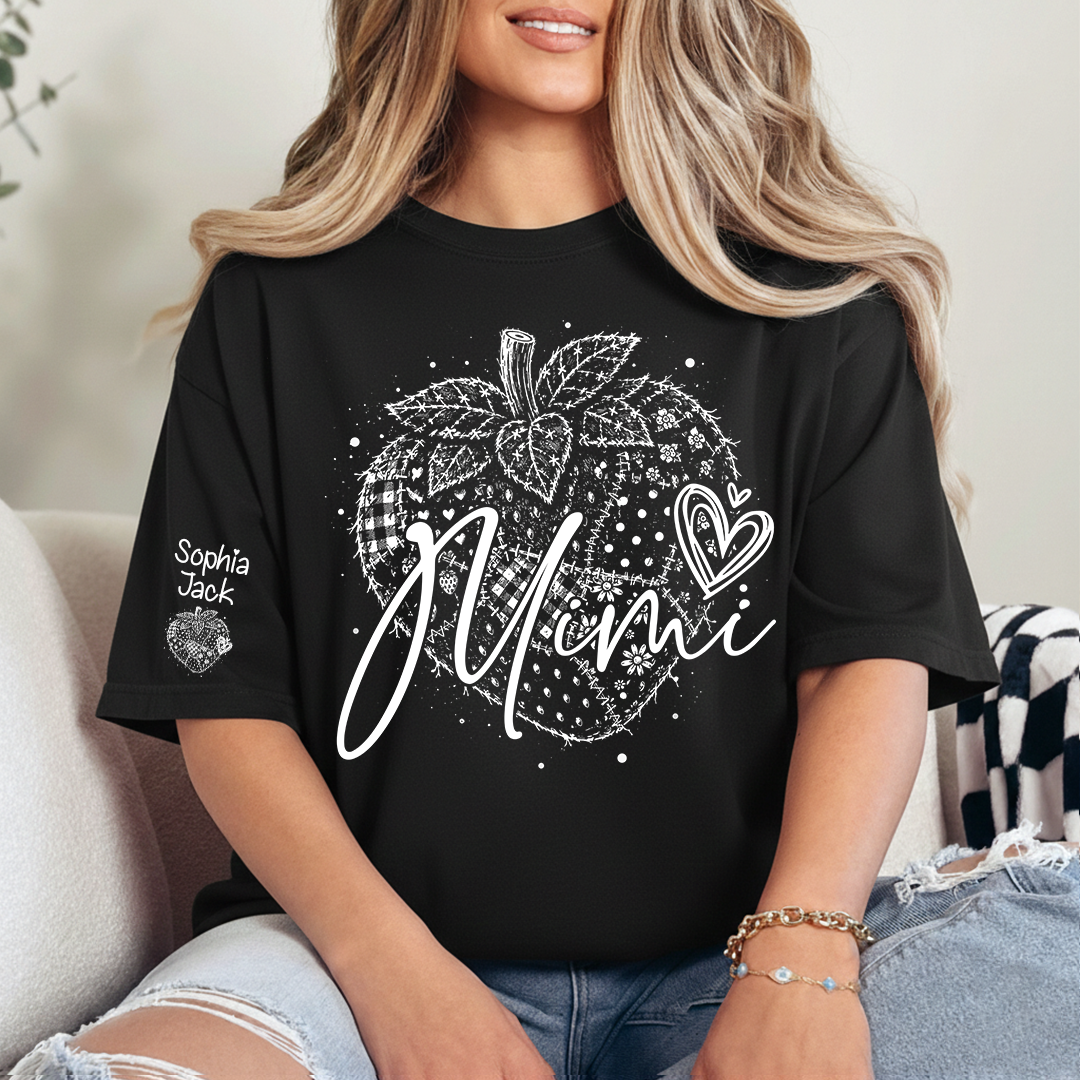 Custom Mimi Shirt with Strawberry Design, Personalized Grandma or Mom Tee Gift For Grandma And Kids
