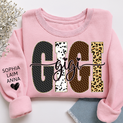 Bible Art & Lettering, Personalized Gigi Sweatshirt – Custom Grandchild Name on Sleeve