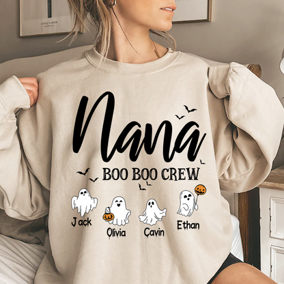 Custom Halloween Grandma, Nana Boo Crew Sweatshirt, Custom Gifts for Gigi and Kids