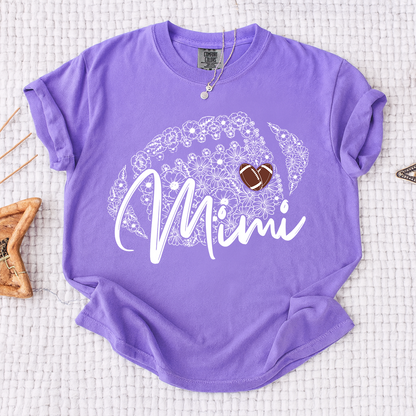 Comfort Mimi Football Shirt, Personalized Mimi T-Shirt with Floral Football Design