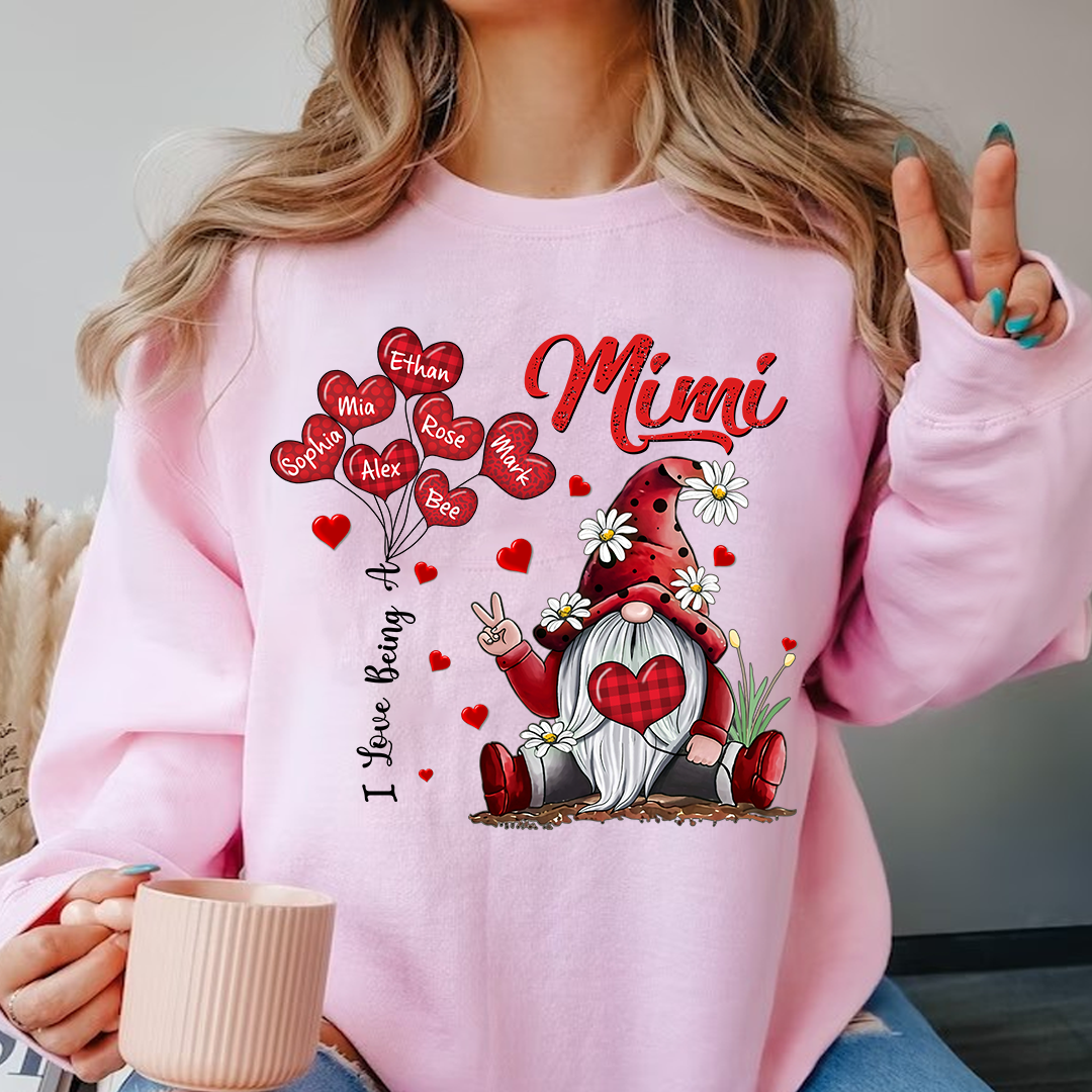 I Love Being A Mimi Gnome Heart With Grandkids Sweatshirt