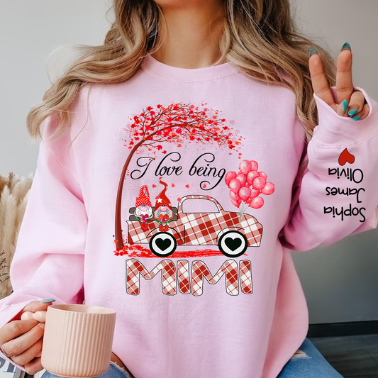 Personalized I Love Being Mimi Winter Truck, Gifts For Grandma Sweatshirt