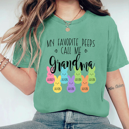 Personalized My Favorite Peeps Call Me Mimi With Grandkids Easter Bunny Comfort Colors T-Shirt