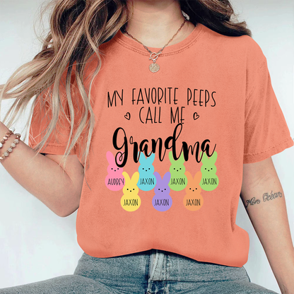 Personalized My Favorite Peeps Call Me Mimi With Grandkids Easter Bunny Comfort Colors T-Shirt