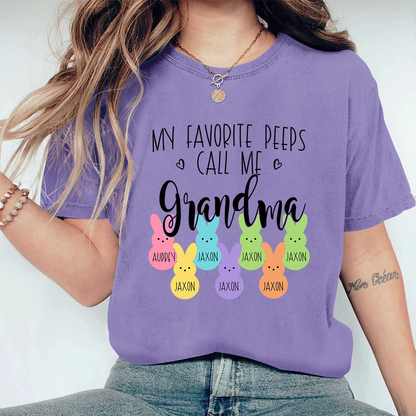 Personalized My Favorite Peeps Call Me Mimi With Grandkids Easter Bunny Comfort Colors T-Shirt