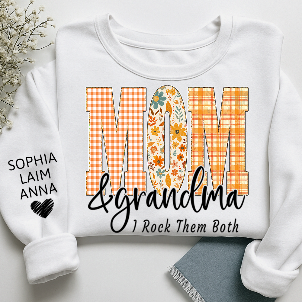 Custom Fall Mom & Grandma I Rock Them Both Sweatshirt, Gift For Grammy And Her Grandchildren