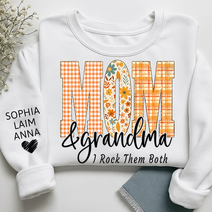 Custom Fall Mom & Grandma I Rock Them Both Sweatshirt, Gift For Grammy And Her Grandchildren
