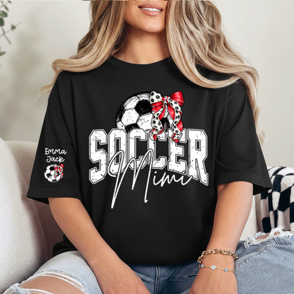 Mimi Soccer Fan T Shirt Custom Names Soccer Ball Graphic Sports Grandma Tee