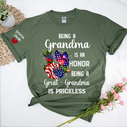 Being a Grandma is an Honor, Being a Great-Grandma is Priceless, Patriotic Grandma And Kids Gift