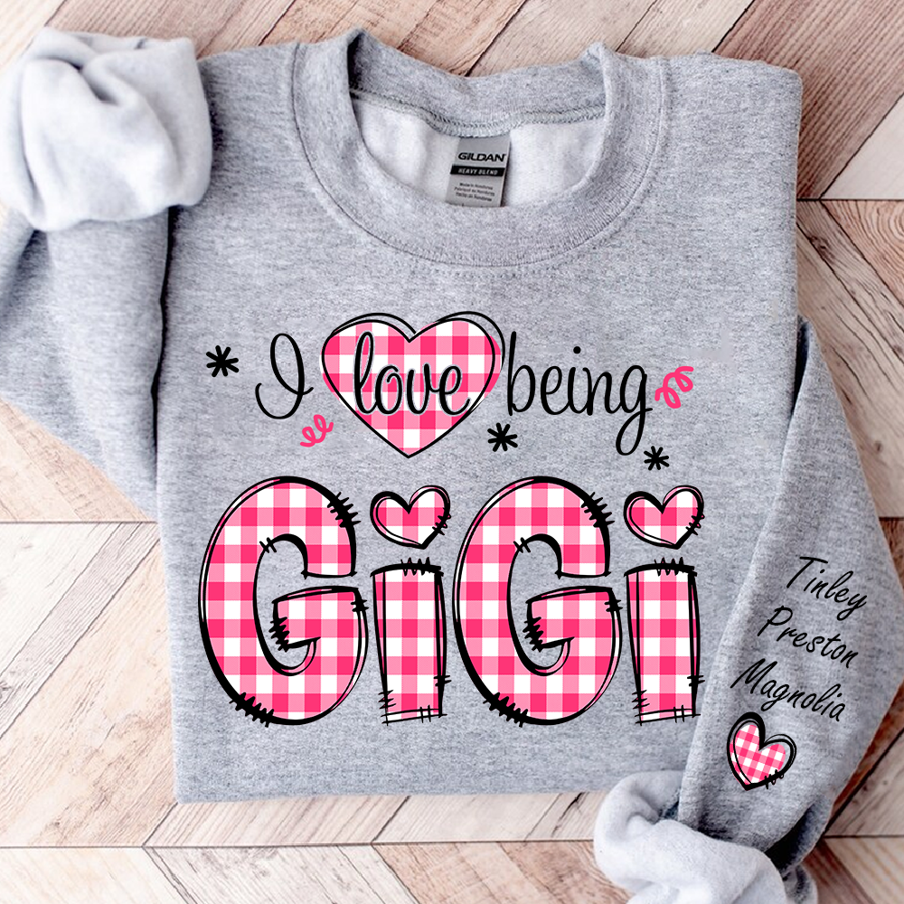 Personalized Grandma Valentine Sweatshirt, Custom Name Family Shirt, I Love Being Gigi Design