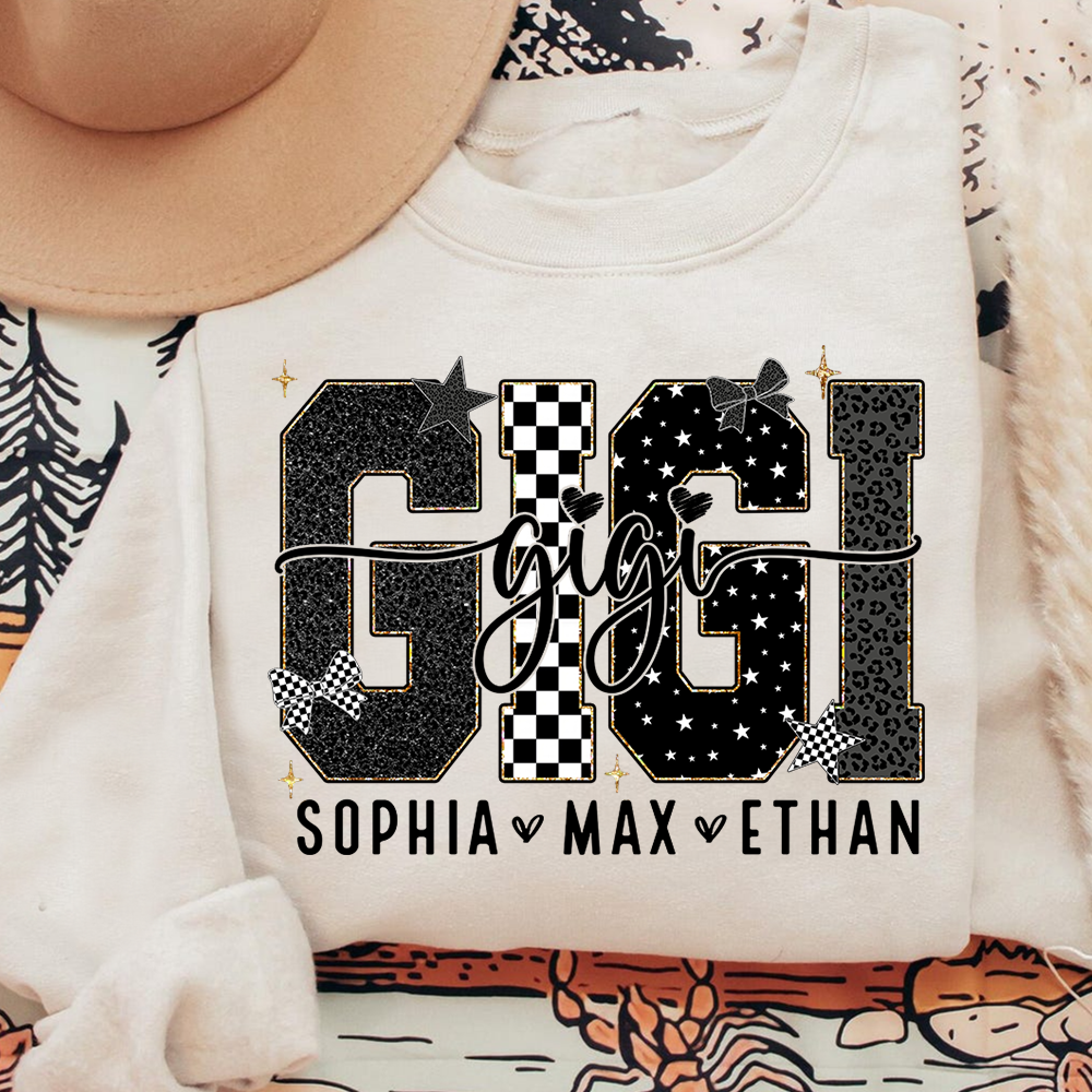 Gigi Style Star Plaid Design, Custom Gifts for Grandma and Grandchild