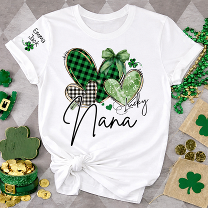 Lucky Nana Heart St Patrick’s Day T-Shirt, Gift For Grandma And Kids