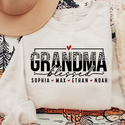 Personalized Blessed Grandma Heart Sweatshirt, Gift for Grandma and Kids