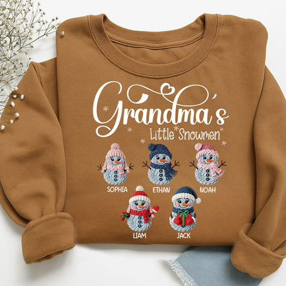 Personalized Grandma’s Little Snowmen Sweatshirt, Custom Christmas Gift with Kids’ Names