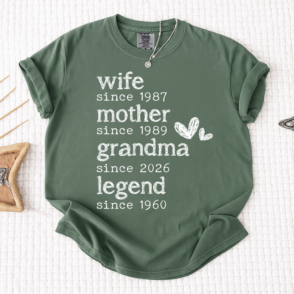 Comfort Colors Wife Mother Grandma Legend Shirt, Since Date Tee for Wife, Mom, and Grandma, Perfect Family Gift