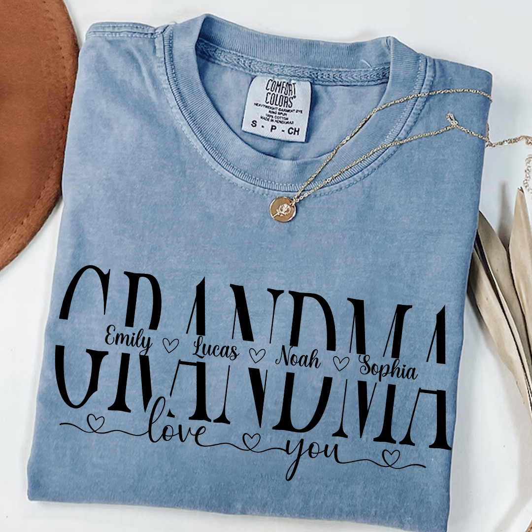 Personalized Grandma Shirt with Grandkids' Names - Comfort Colors T-Shirt