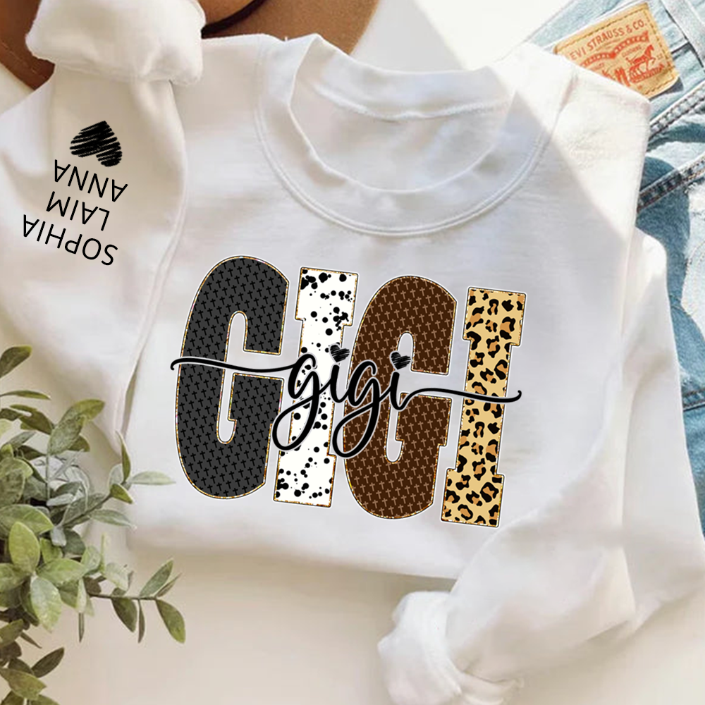 Bible Art & Lettering, Personalized Gigi Sweatshirt – Custom Grandchild Name on Sleeve