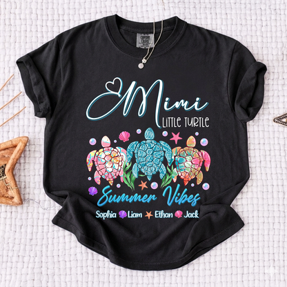 Comfort Colors® Gigi Personalized Turtle Mom Shirt with Children’s Names, Fun and Cute Grandma Shirt