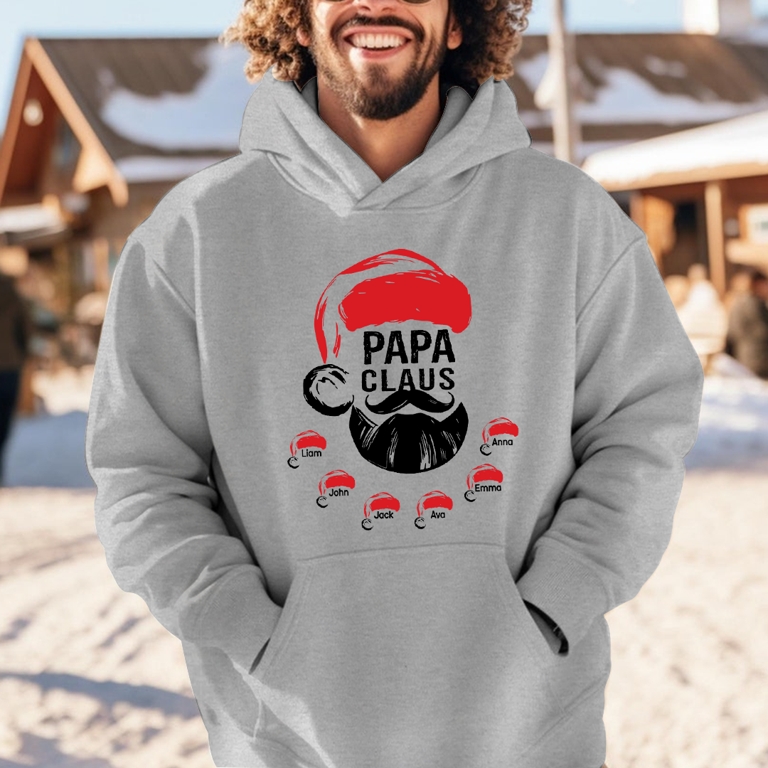 Custom Papa Claus Christmas, Gift For Papa And Kids Hoodie