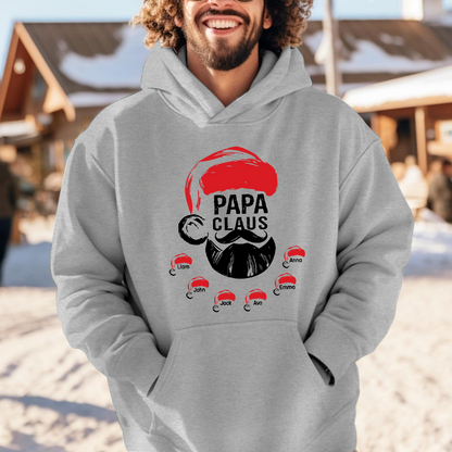 Custom Papa Claus Christmas, Gift For Papa And Kids Hoodie