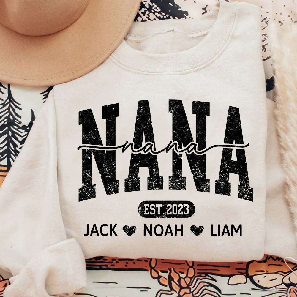 Nana Est And Grandkids Custom Sweatshirt As Gift For Grandmother And Grandchild