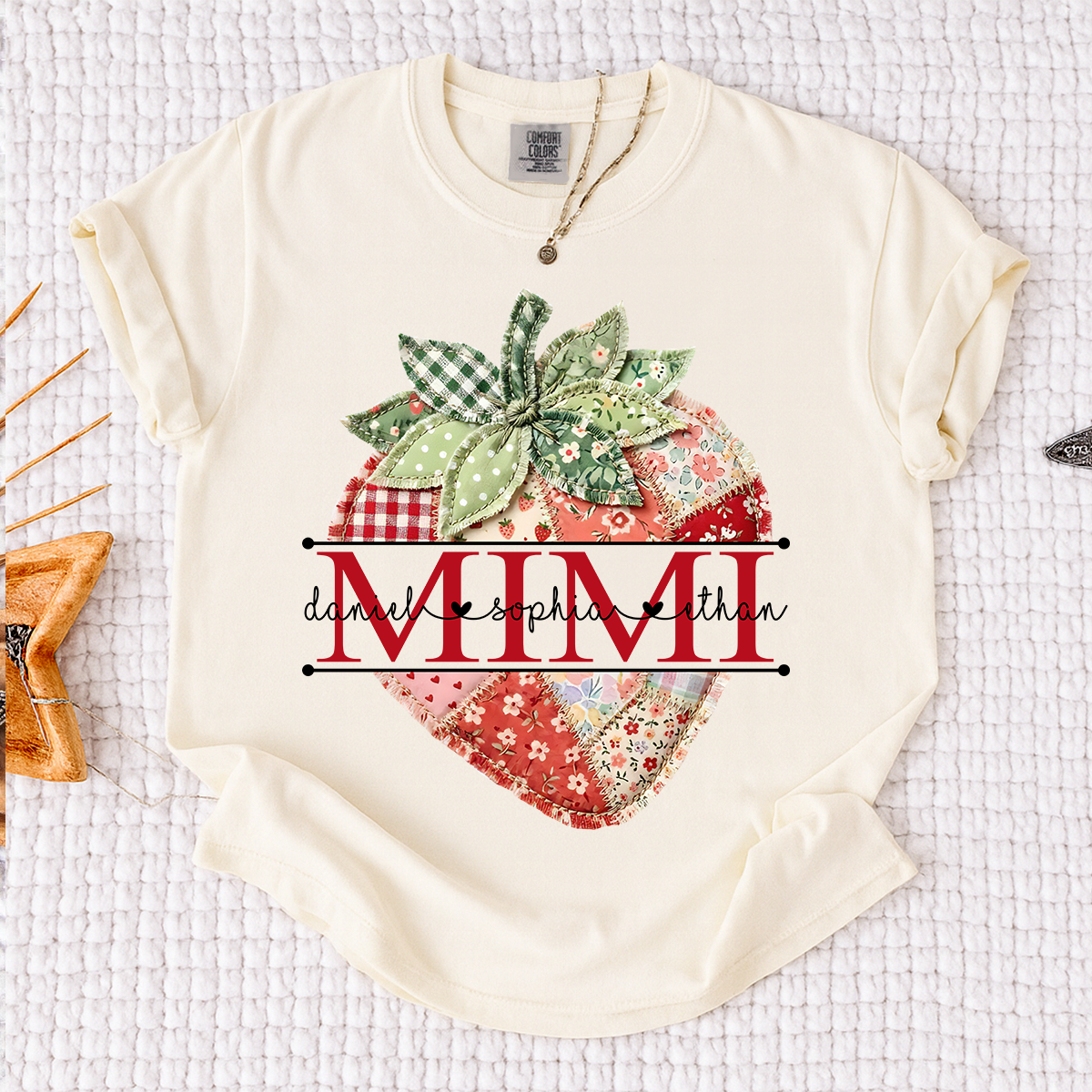 Comfort Colors® Mimi Strawberry Shirt, Personalized Cute Summer Grandma Tee For Gift Grandma And Kids