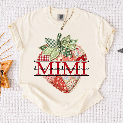 Comfort Colors® Mimi Strawberry Shirt, Personalized Cute Summer Grandma Tee For Gift Grandma And Kids