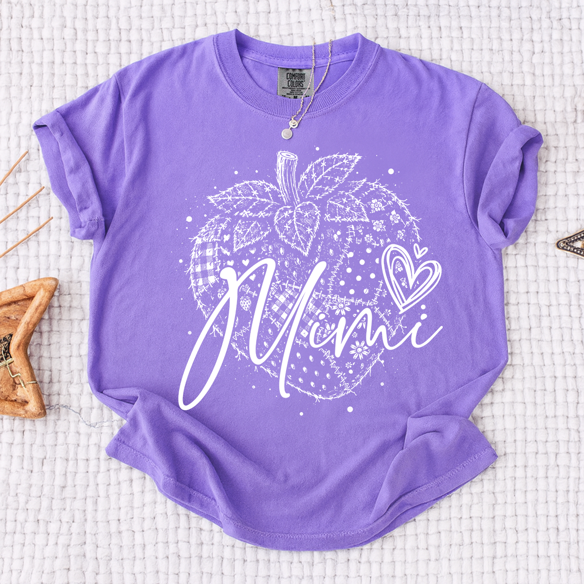 Comfort Colors® Custom Mimi Shirt with Fruit Design, Personalized Grandma or Mom Tee, Unique Name Graphic Shirt for Women