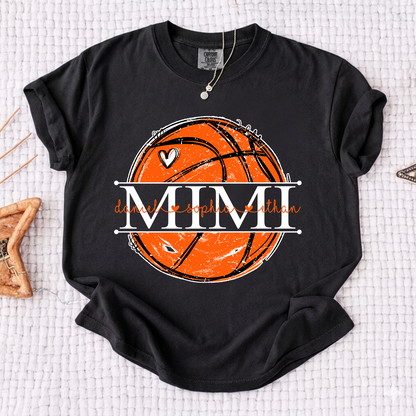 Comfort Basketball Mimi Shirt Personalized with Grandkids Names, Custom Sports Family T Shirt