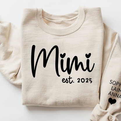 Personalized Mimi Sweatshirt, Custom Est. 2025 Grandma Gift with Kids’ Names