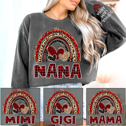 Grandma Leopard Plaid Rainbow Sweatshirt Personalized with Kids' Names