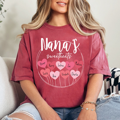Nana’s Sweethearts Shirt, Personalized Heart Names Family T Shirt