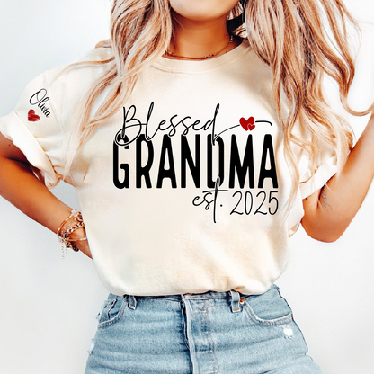 Blessed Grandma And Kids Custom T-Shirt 2025, Give Grandma