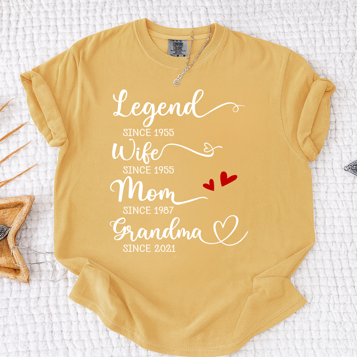 Comfort Colors® Legend Wife Mom Grandma Shirt, Custom 'Since' Year T-Shirt, Personalized Family T-Shirt, Gift For Mother's Day, Grandmother Apparel