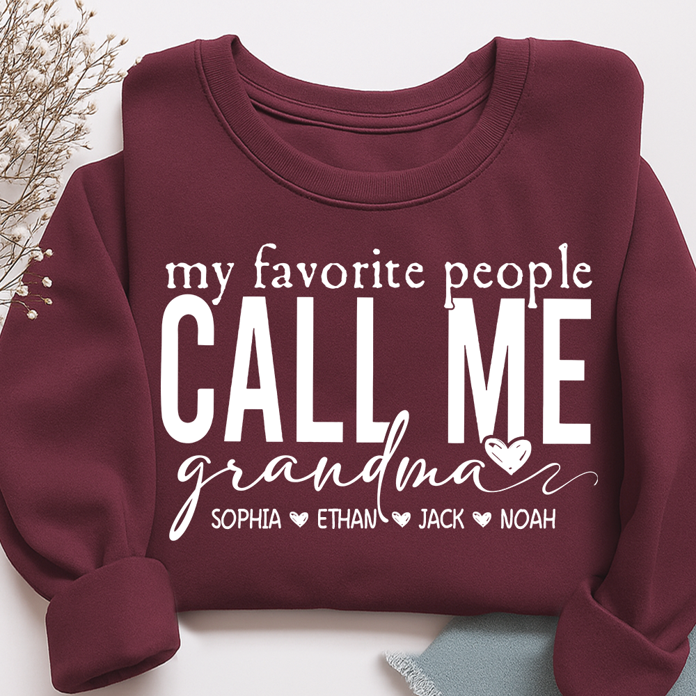 My Favorite People Call Me Grandma Sweatshirt, Personalized Gift with Grandkids Names