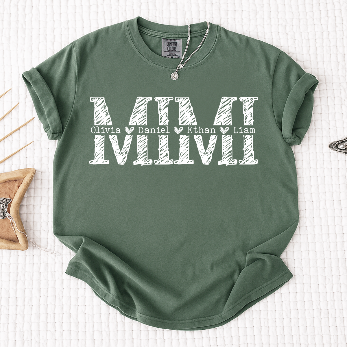 Comfort Colors Personalized Mimi Shirt, Custom T Shirt with Kids Names, Mimi Design for Grandmother, Perfect Gift for Mother's Day